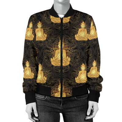 Buddha Pattern Print Design 02 Women's Bomber Jacket