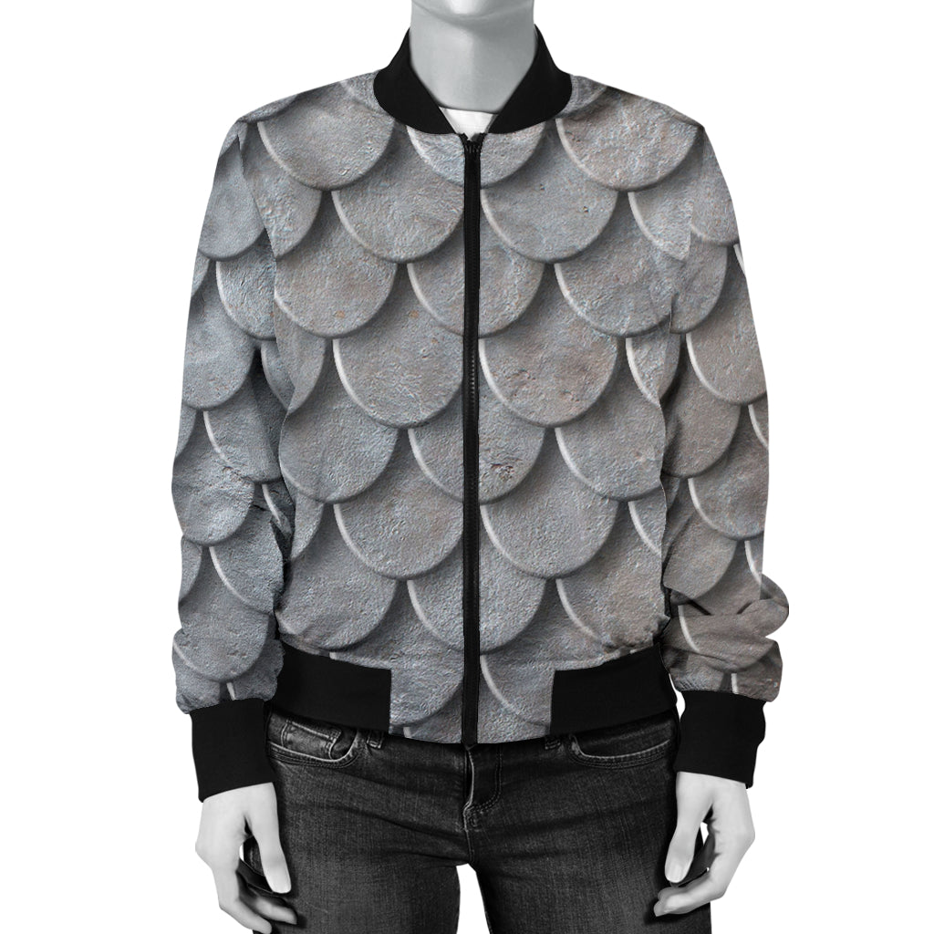 Armor Scales Pattern Print Design 03 Women's Bomber Jacket