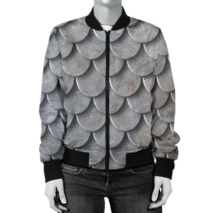 Armor Scales Pattern Print Design 03 Women's Bomber Jacket