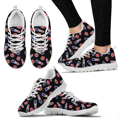 Lipstick Pattern Print Design LT01 Sneakers White Bottom Shoes