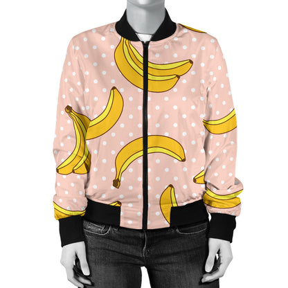 Banana Pattern Print Design BA06 Women Bomber Jacket