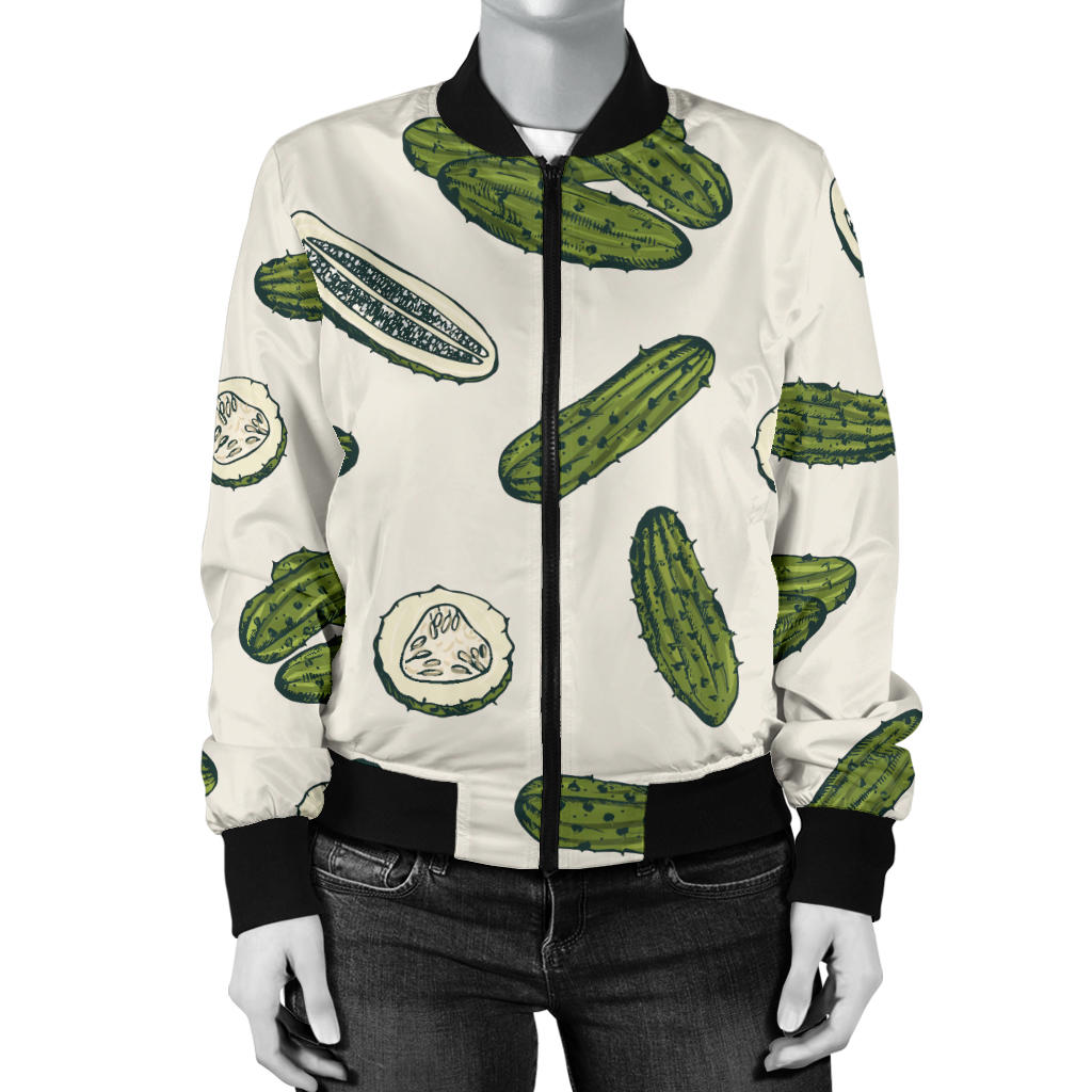Cucumber Pattern Print Design CC05 Women Bomber Jacket