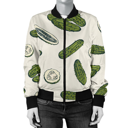 Cucumber Pattern Print Design CC05 Women Bomber Jacket