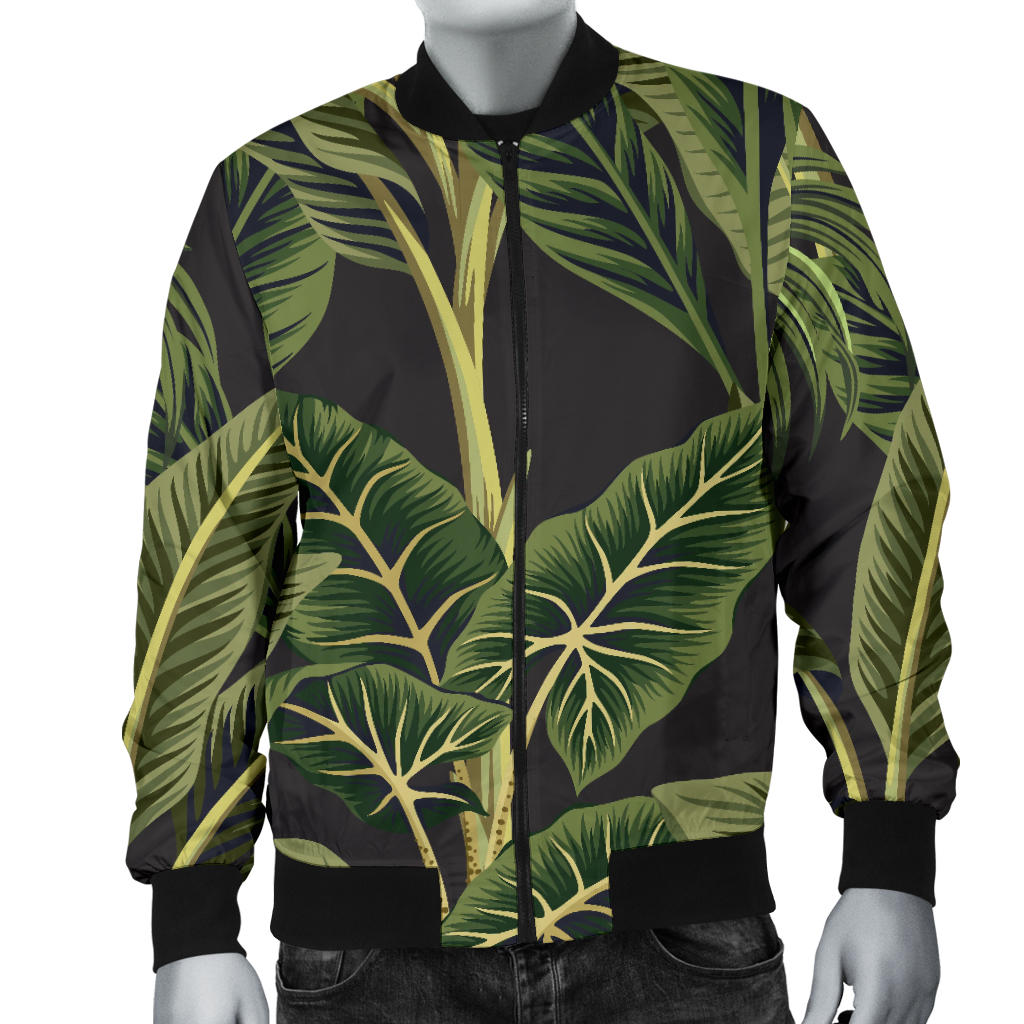 Banana Leaf Pattern Print Design BL04 Men Bomber Jacket