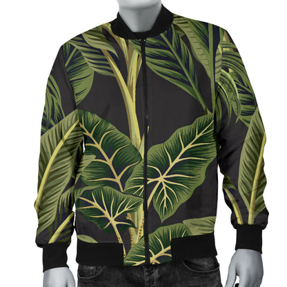 Banana Leaf Pattern Print Design BL04 Men Bomber Jacket