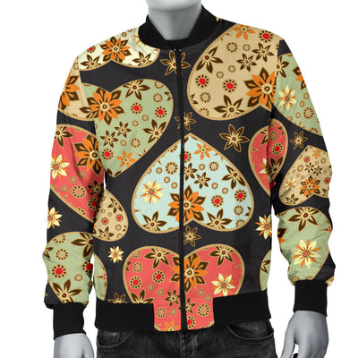 Heart Boho Pattern Print Design HE04 Men Bomber Jacket