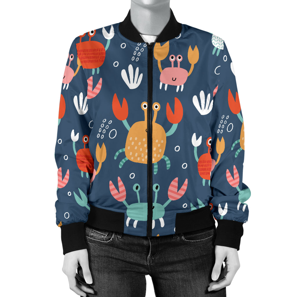 Crab Pattern Print Design 05 Women's Bomber Jacket