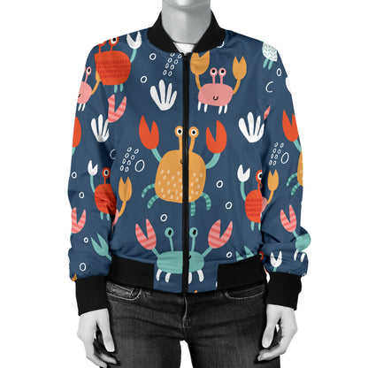 Crab Pattern Print Design 05 Women's Bomber Jacket