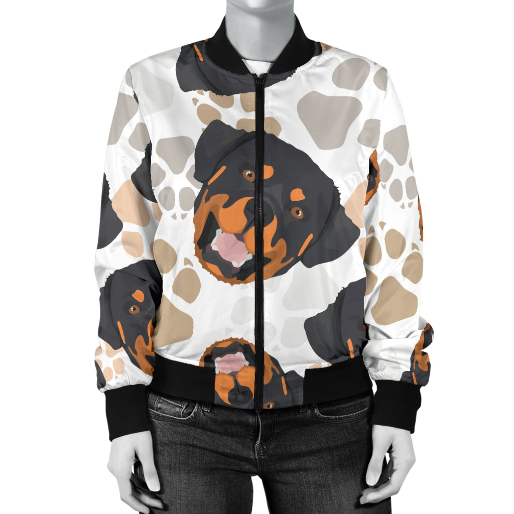 Rottweiler Pattern Print Design A03 Women's Bomber Jacket