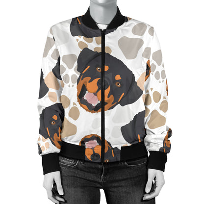 Rottweiler Pattern Print Design A03 Women's Bomber Jacket