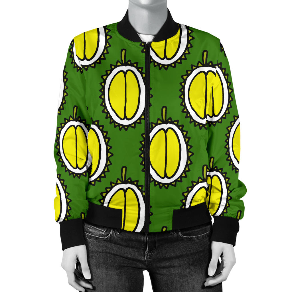 Durian Pattern Print Design DR01 Women Bomber Jacket