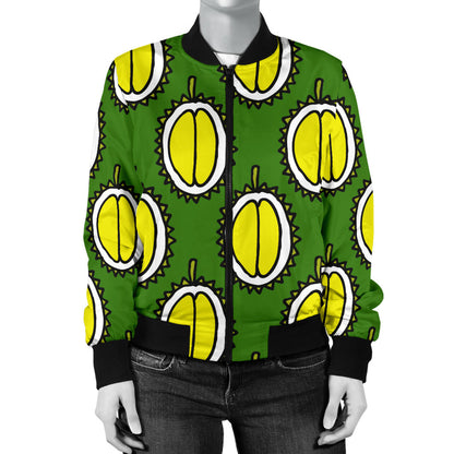 Durian Pattern Print Design DR01 Women Bomber Jacket