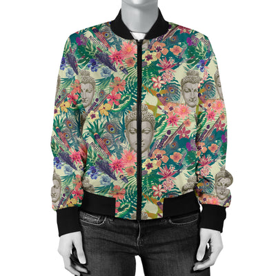 Buddha Pattern Print Design 08 Women's Bomber Jacket