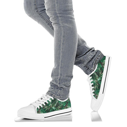 Tropical Flower Pattern Print Design TF012 White Bottom Low Top Shoes