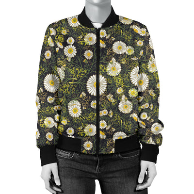 Daisy Pattern Print Design 03 Women's Bomber Jacket