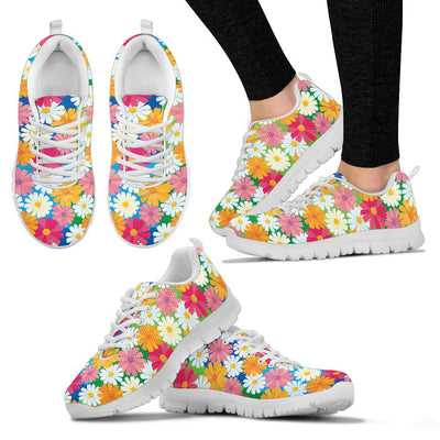 Daisy Pattern Print Design DS05 Sneakers White Bottom Shoes