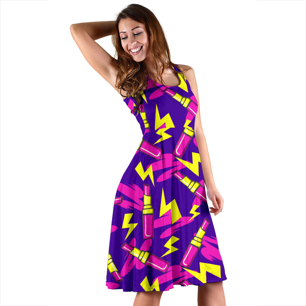 Lipstick Pattern Print Design LT04 Midi Dress
