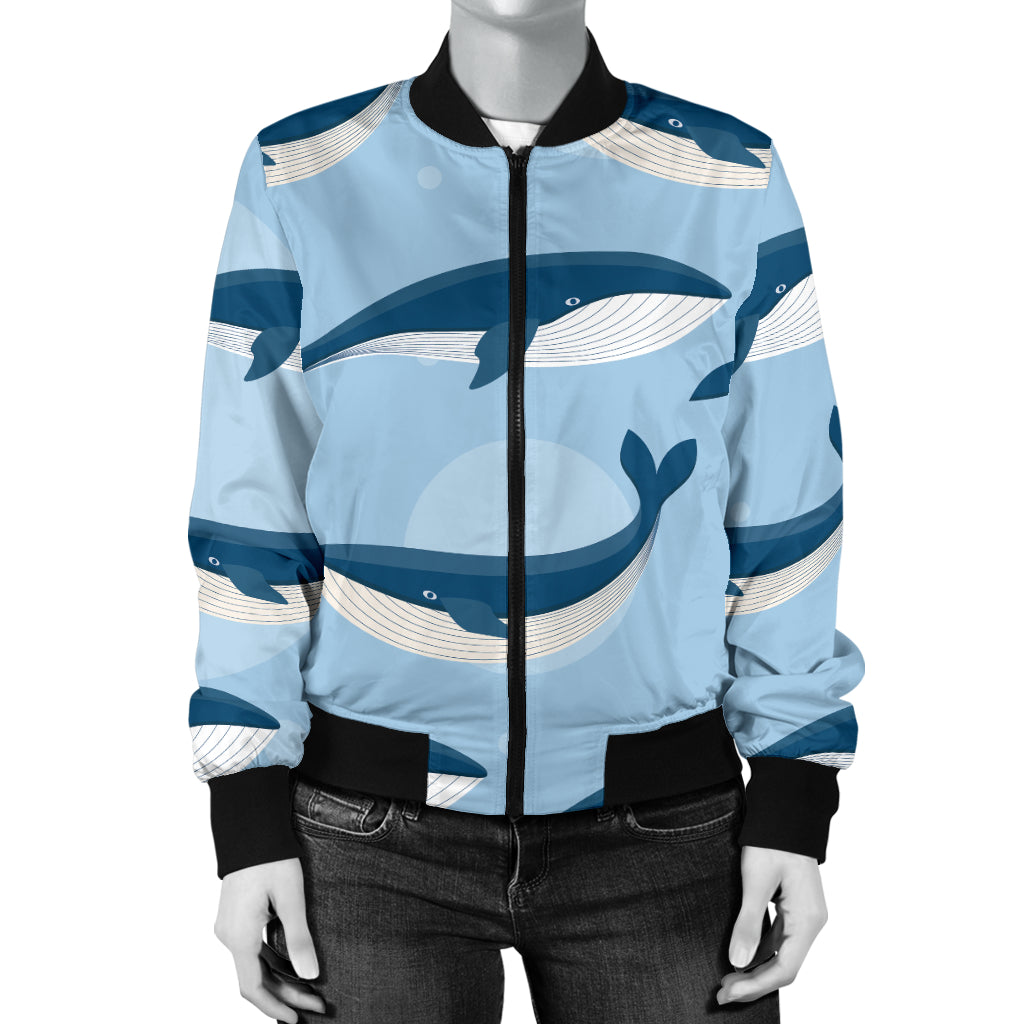 Blue Whale Pattern Print Design 02 Women's Bomber Jacket
