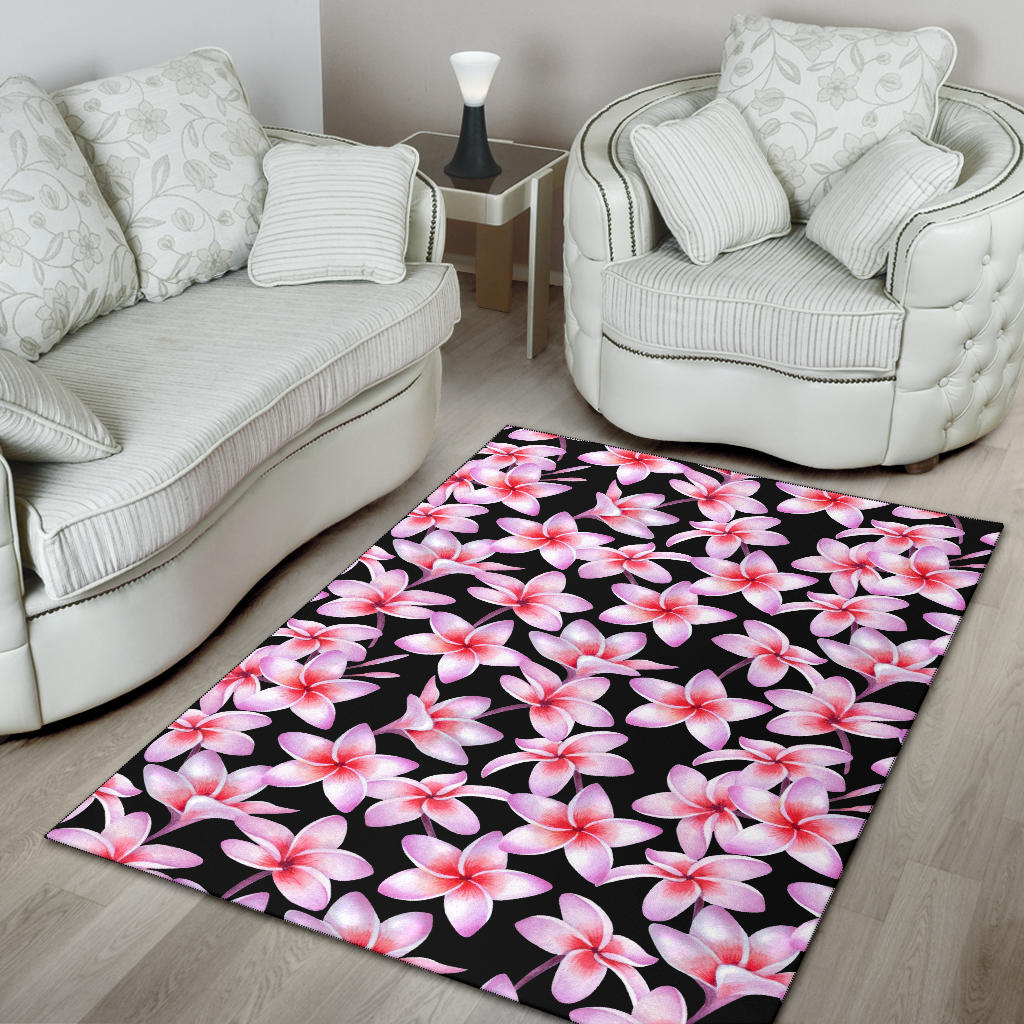 Pink Plumeria Pattern Print Design PM09 Area Rugs