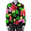 Pink Red Hibiscus Pattern Print Design HB023 Women Bomber Jacket