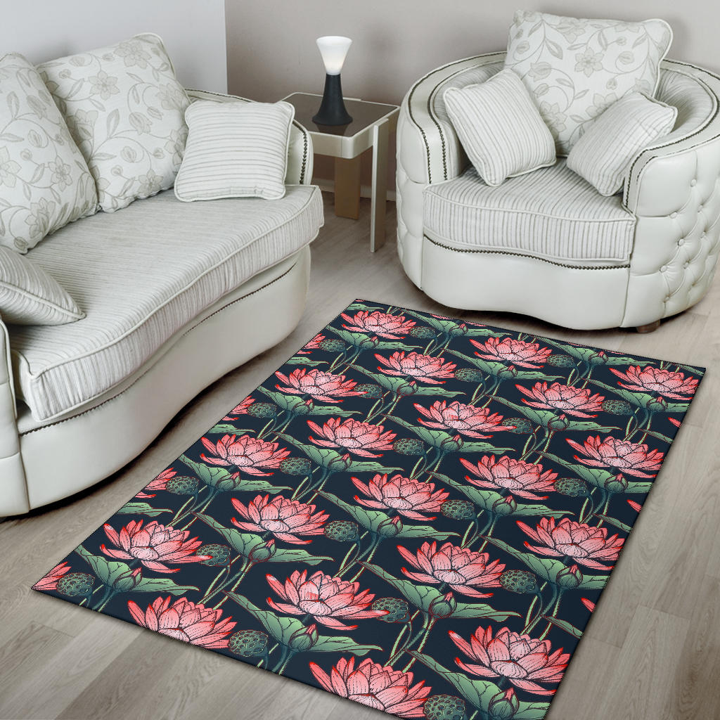 Water Lily Pattern Print Design WL03 Area Rugs