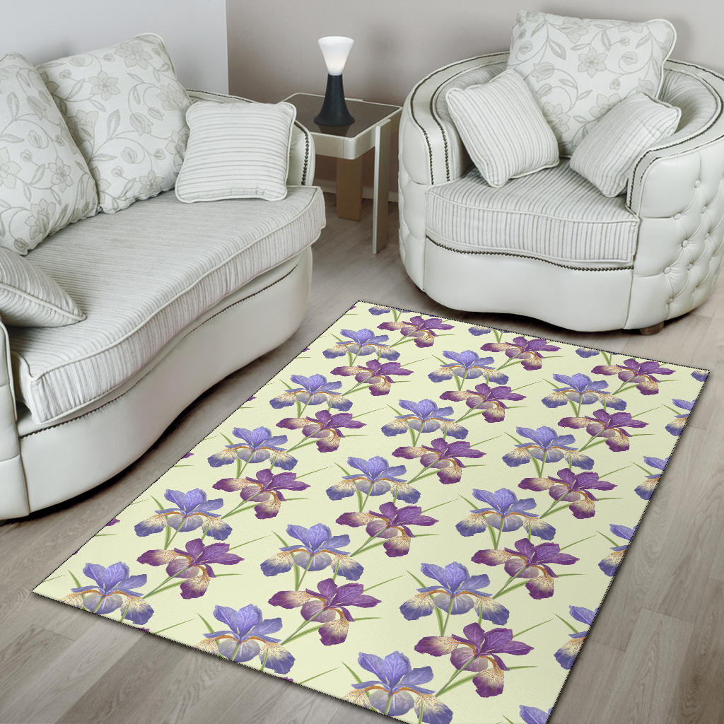 Iris Pattern Print Design IR08 Area Rugs