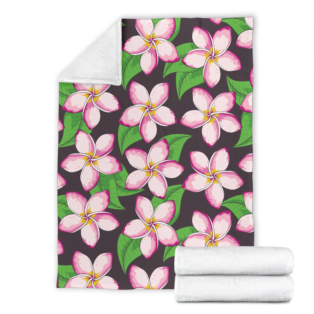 Pink Plumeria Pattern Print Design PM019 Fleece Blanket