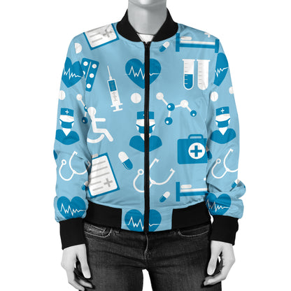 Medical Pattern Print Design 05 Women's Bomber Jacket