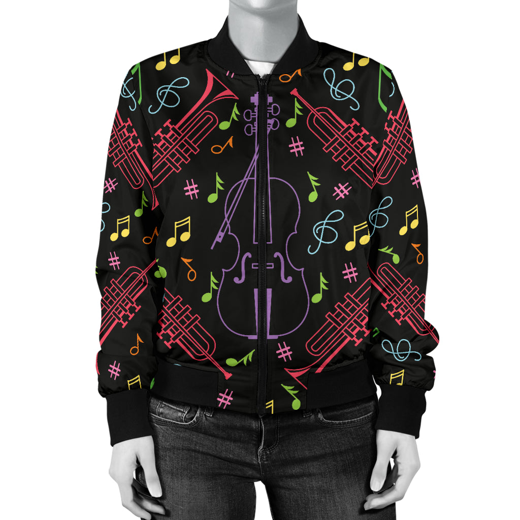 Cello Neon Pattern Print Design 02 Women's Bomber Jacket