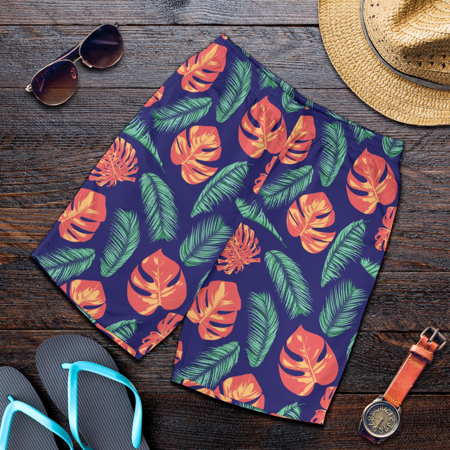 Palm Leaves Pattern Print Design PL011 Mens Shorts