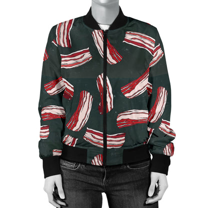 Bacon Pattern Print Design 02 Women's Bomber Jacket
