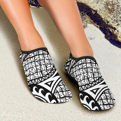 Polynesian Tribal Pattern Aqua Water Shoes