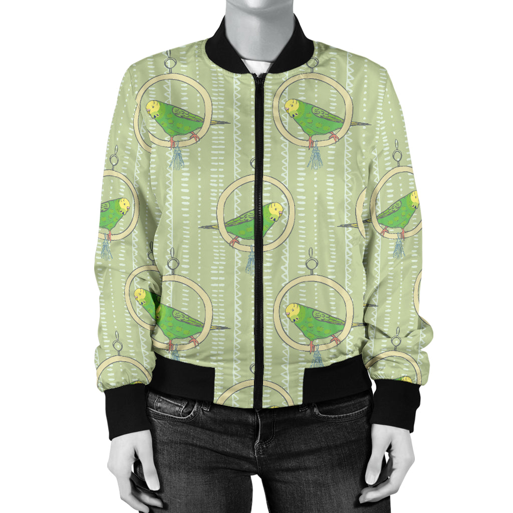 Budgerigar Pattern Print Design 02 Women's Bomber Jacket
