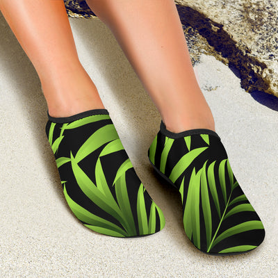 Green Neon Tropical Palm Leaves Aqua Water Shoes