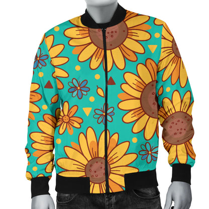 Sunflower Pattern Print Design SF013 Men Bomber Jacket