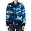 Camo Blue Pattern Print Design 04 Women's Bomber Jacket