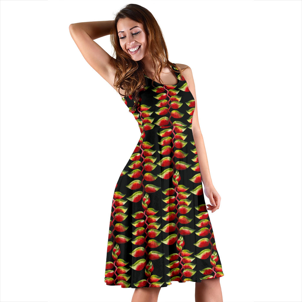 Heliconia Pattern Print Design HL05 Midi Dress