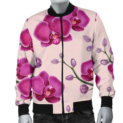 Orchid Purple Pattern Print Design OR04 Men Bomber Jacket