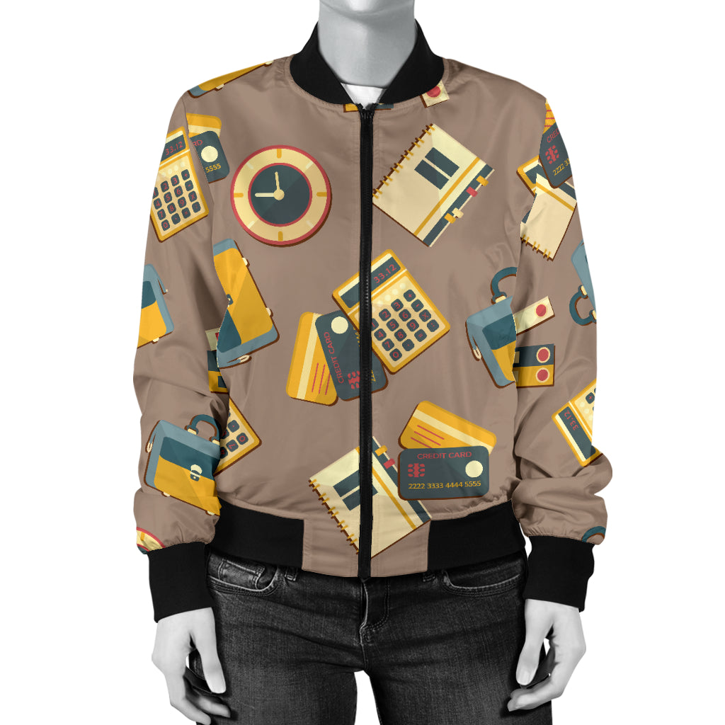 Accounting Financial Pattern Print Design 03 Women's Bomber Jacket