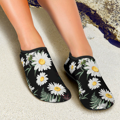 Daisy Pattern Print Design DS07 Aqua Water Shoes