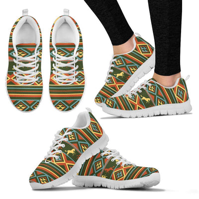 Horse Western Pattern Sneakers White Bottom Shoes