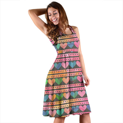 Heart Pattern Print Design HE010 Midi Dress