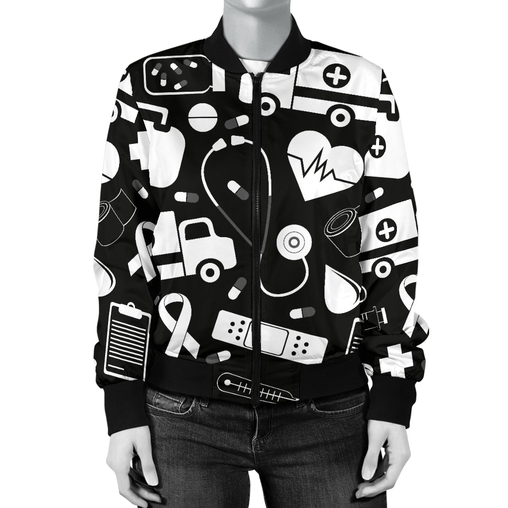 Medical Pattern Print Design 01 Women's Bomber Jacket