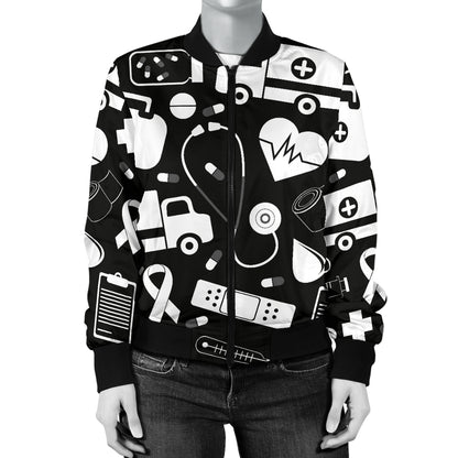 Medical Pattern Print Design 01 Women's Bomber Jacket