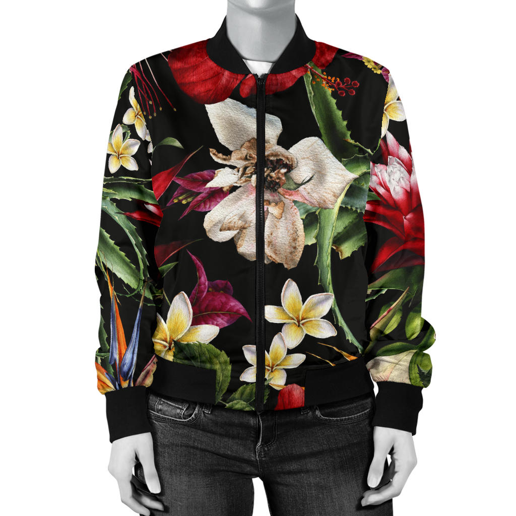Summer Floral Pattern Print Design SF03 Women Bomber Jacket