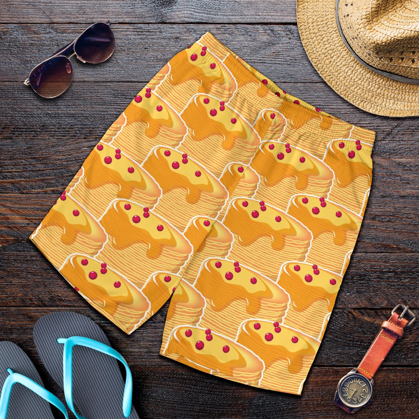 Pancake Pattern Print Design A04 Mens Shorts