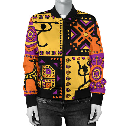 African Pattern Print Design 02 Women's Bomber Jacket