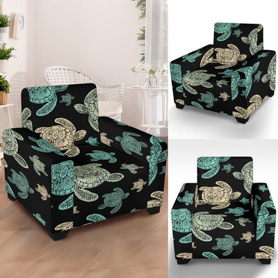 Sea Turtle Stamp Pattern Armchair Slipcover