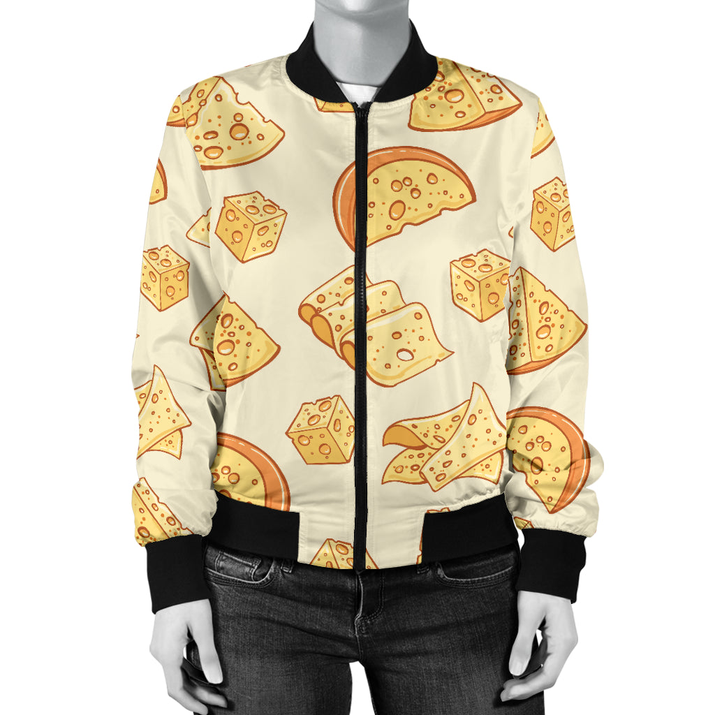 Cheese Pattern Print Design 01 Women's Bomber Jacket