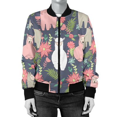 Alpaca Pattern Print Design 03 Women's Bomber Jacket